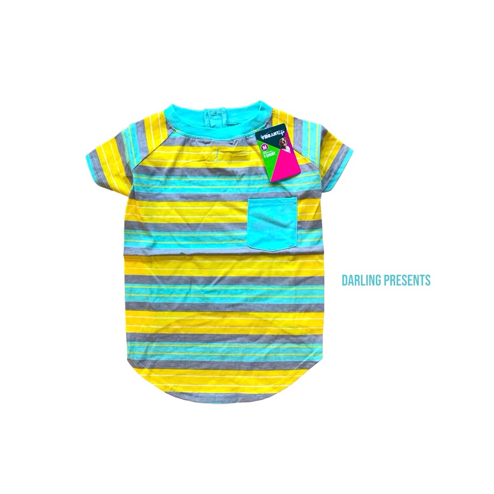 Vibrant Life Striped Dog Tee Shirt Color Multi Size M